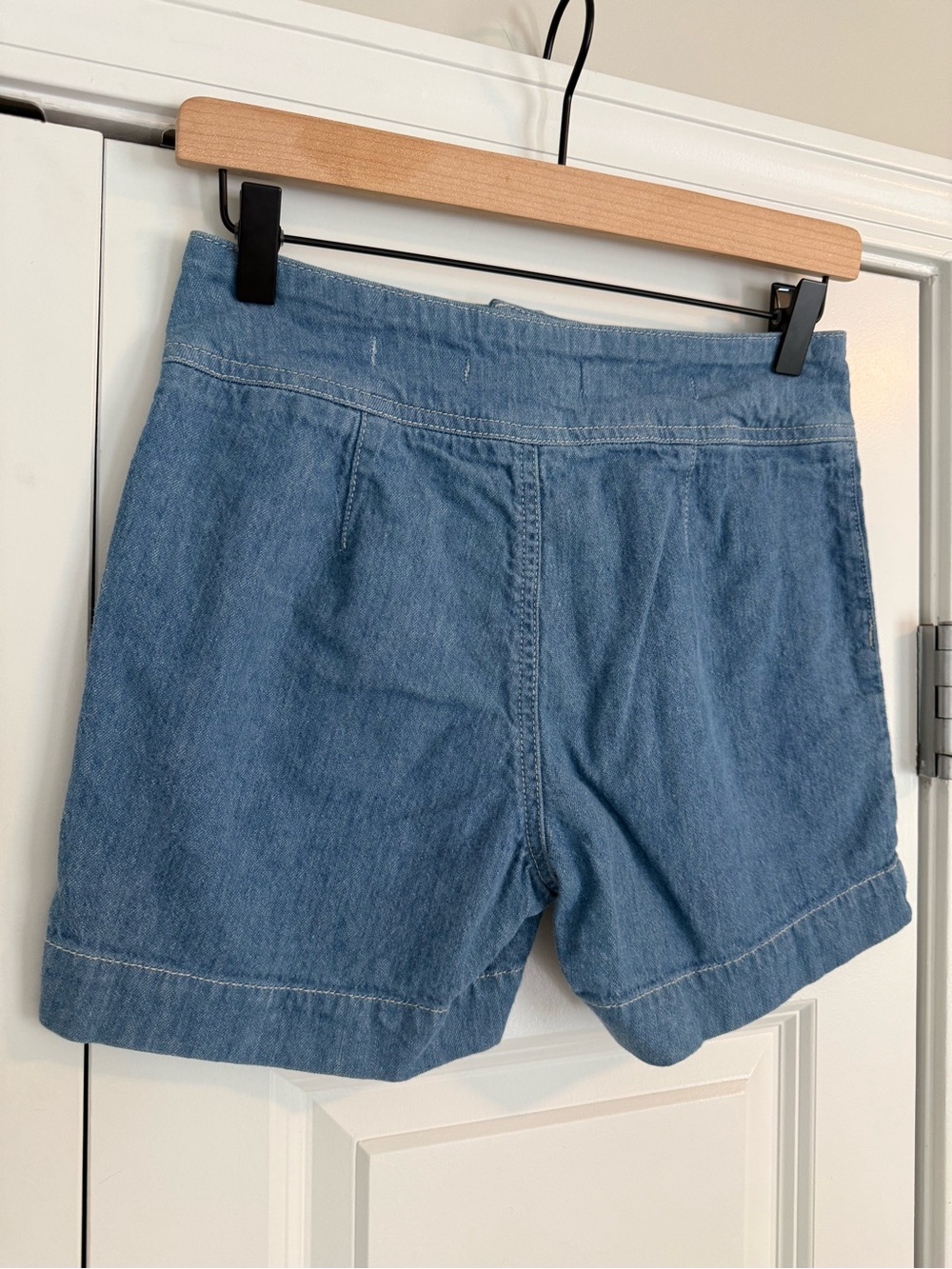 Anthropologie Light Blue High-Rise Denim Shorts with Double Button - Picture 5 of 7
